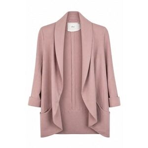 Wilfred Aritzia Diderot Blazer Sz 2 Blush Pink Open Front Draped Crepe Old Money